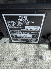 Tote Vision GS-5000 VHS Video Cassette Player VCR AC/DC 12V/Plays video/Works