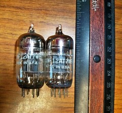 2 Strong Matched GE Gray Plate Solid O Getter USN-12AT7WB / 6201 Tubes