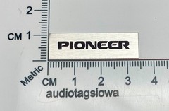 Pioneer Turntable Badge Logo For Dust Cover Metal 34mm x 10mm Silver w/Black