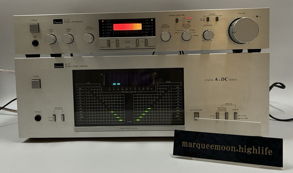 SANSUI C-77 Preamplifier B-77 Power Amplifier Set Vintage Rare Working