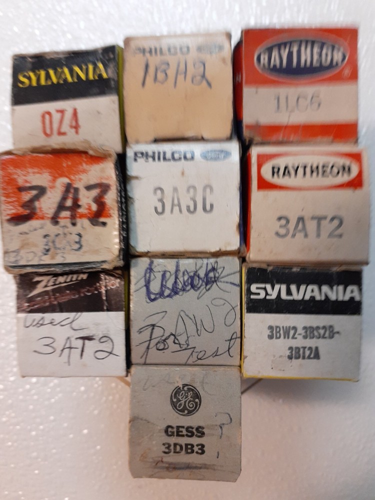 0Z4 1BH2 1LC6 3A3 (2), 3AT2 (2), 3AW2 3BW2 3DB3 Vacuum Tube Lot of (10) sku#106