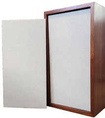 KLH Model Six Speaker Grills Pair ALL NEW Fabric & Backers! EGGSHELL for EARLY 6