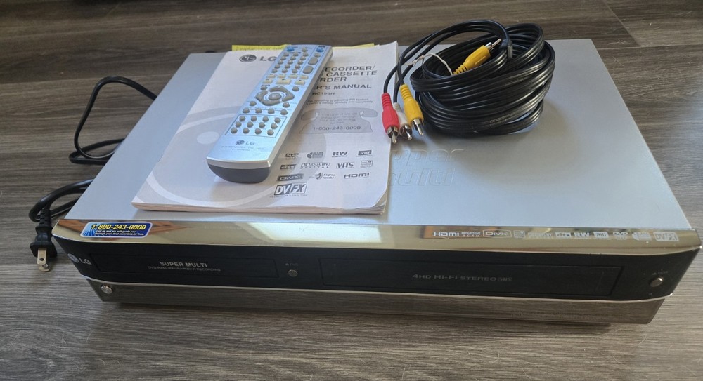 LG RC199H Super Multi DVD VCR Combo Player Recorder with Remote Manual And Cord