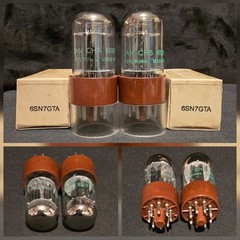 SYLVANIA 6SN7 GTA JAN CHS CHROME TOPPED HALOS BROWN BASE MATCHING SET