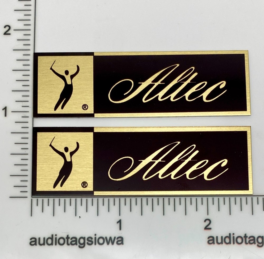 Altec Lansing Badge Logo Emblem Pair Custom Aluminum Vintage Look Self Stick