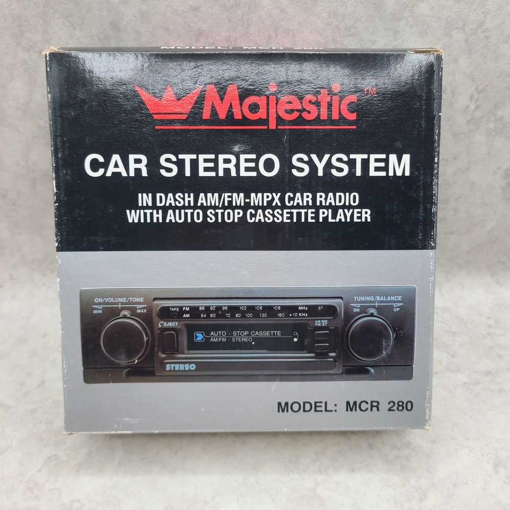 Vintage 80s NOS Majestic Cassette Car Stereo AM/FM Radio MCR 280 (UNTESTED)