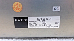 Sony TC-K61 Stereo Cassette Deck For Parts or Repair