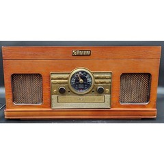 Encore Vintage Turntable 33/45/78 CD Cassette Radio Wood Unit + Albums