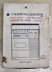 Crown Corder CTR-8750 Solid State Vintage Tape Recorder Rare NIB Made in Korea