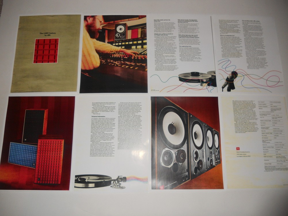 JBL Brochure L100 Audiophile Studio Speaker 4311/4310 ’75 8 pgs, Articles, Specs