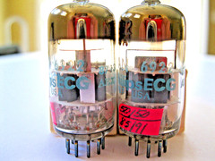 2 PHILIPS ECG JAN 6922/ECC88 VACUUM TUBES MATCHED DATE TV-7 TESTED.