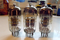 1960’s Trio of Raytheon JRC 12AT7 Twin Triode Tubes w/ Horseshoe Getters