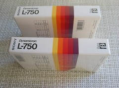 TWO (2) SEALED SONY BETA L-750 DYNAMICRON BLANK VIDEO CASSETTE TAPES BETAMAX NOS