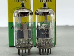 (2) Amperex 6DJ8 ECC88 Bugle Boys Preamp Tubes Δ5F3 1965 Tests Strong TV-7BU
