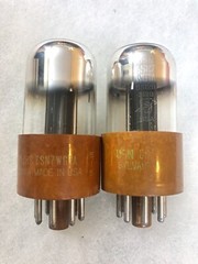 Sylvania USN CHS 6SN7WGTA Chrome Top Black Plate Fat Brown Base Matched Pair