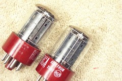 Two, RCA 5691, red base, matching pair, hi reliability, 6SL7GT