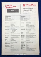 Becker Technical Info Manual / Mexico Cassette 385