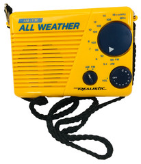 Vtg Realistic All Weather AM FM Radio Yellow Portable 12- 783 No Seal READ Works