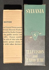 SYLVANIA 5U4G TUBE 1947 FULL WAVE RECTIFIER RIBBED PLATES BOTTOM D GETTER NIB