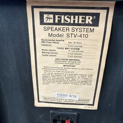 Set Fisher stv-410 Speakers, Vintage Complete Tested Great sound.
