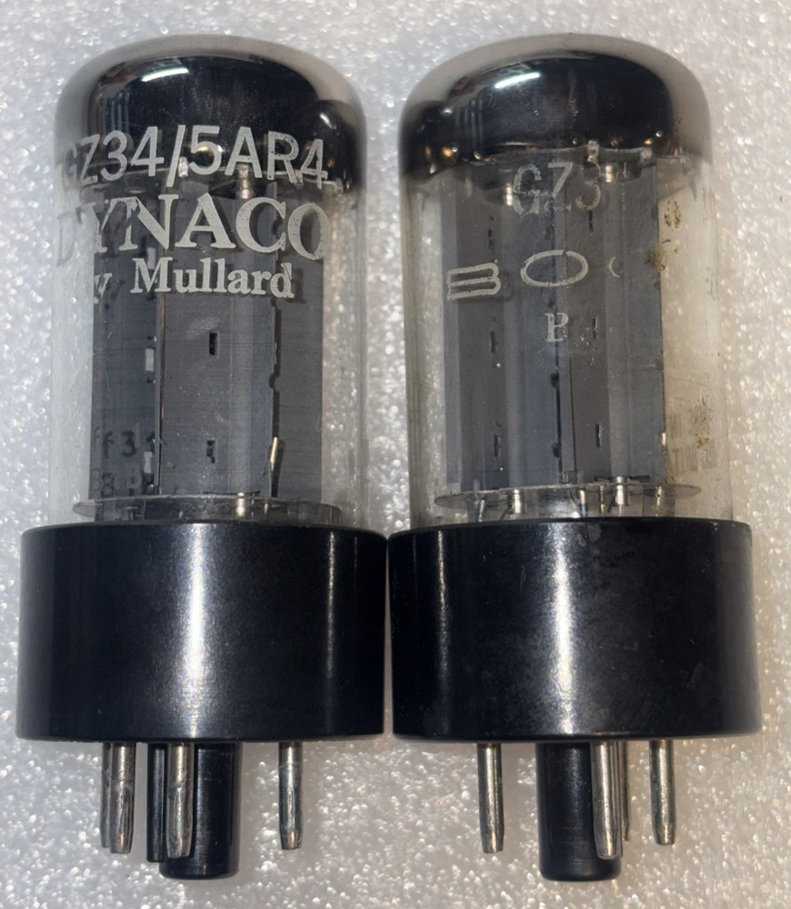 Matched Pair Mullard 5AR4 GZ34 FAT BASE Rectifier Tubes Amplitrex Tested NOS F31
