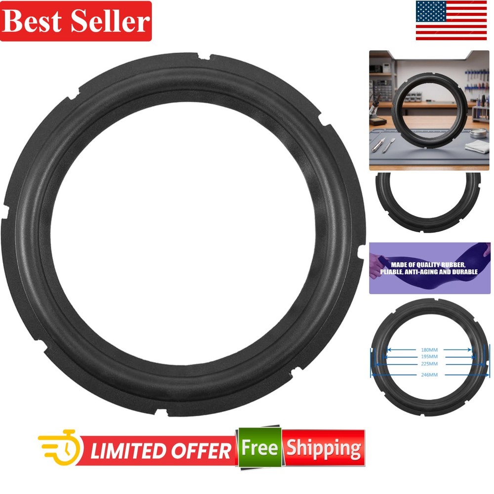 10Inch Rubber Speaker Edge Surround Ring for Subwoofer Repair Black